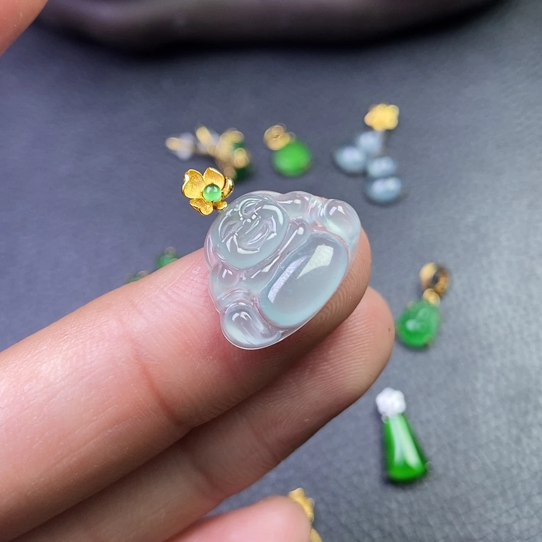 吊坠(不含链)18K金镶嵌翡翠