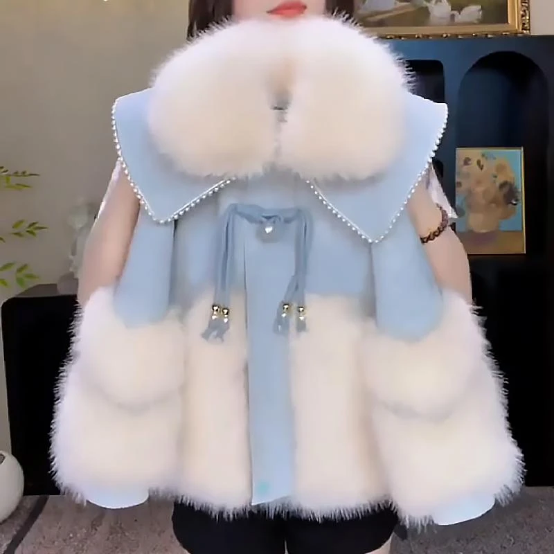 女童皮草外套2025新款加绒冬装防寒服女孩儿童加厚棉袄冬衣服外套