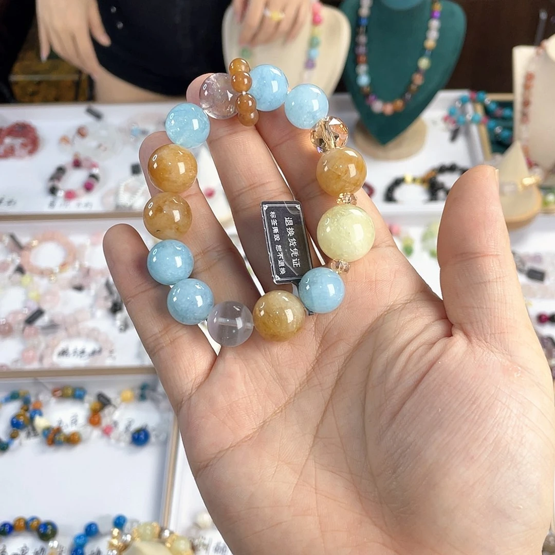 水晶手链银S925镀金镶嵌