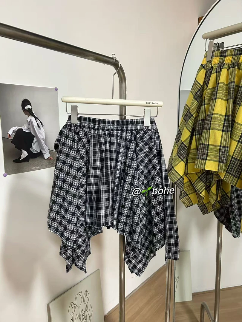 THE Bohe（118#）韩系不规则格子半裙kc