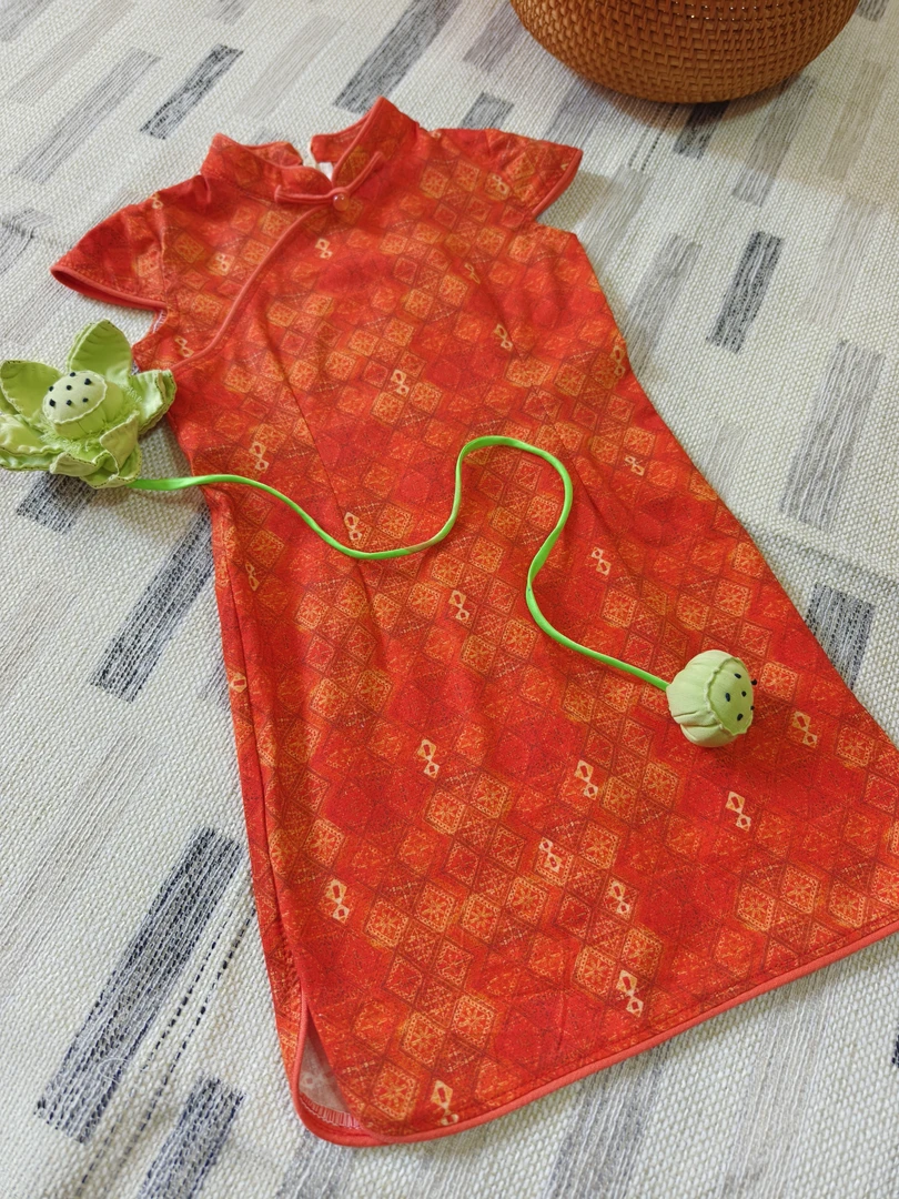 女童纯棉碎花旗袍