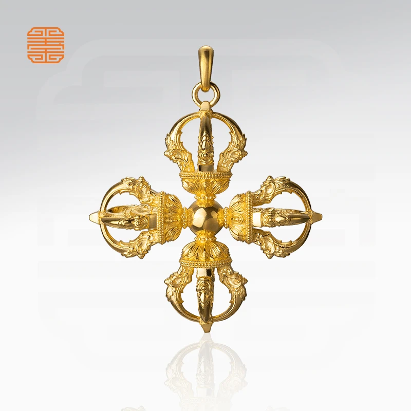 玺匠金铺《足金古法十字金刚杵》足金9999古法吊坠国潮吉祥饰品挂件