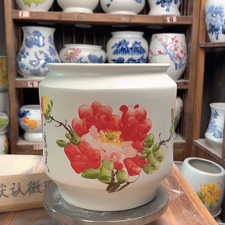 陶电饭煲红牡丹陶瓷