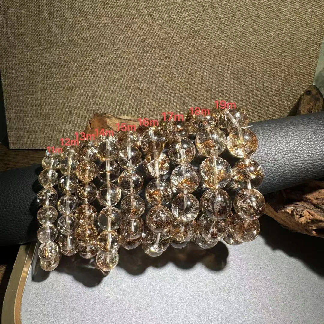 【云上水晶】Z600 黑金锦鲤金箔胶花闪灵水晶手串 多样性发其一
