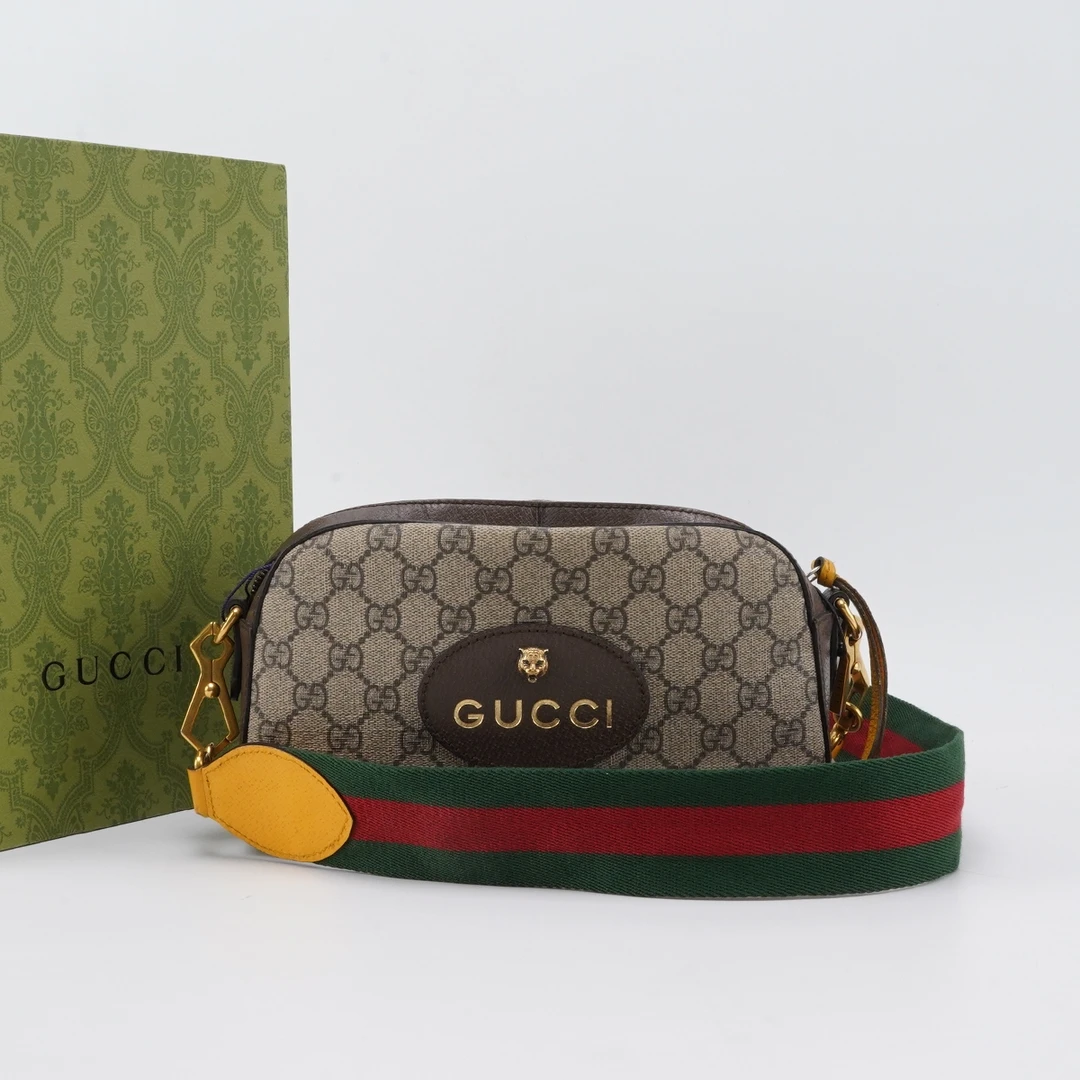 95新 GUCCI/古驰 【白菜】虎头相机包老花/BG22000025