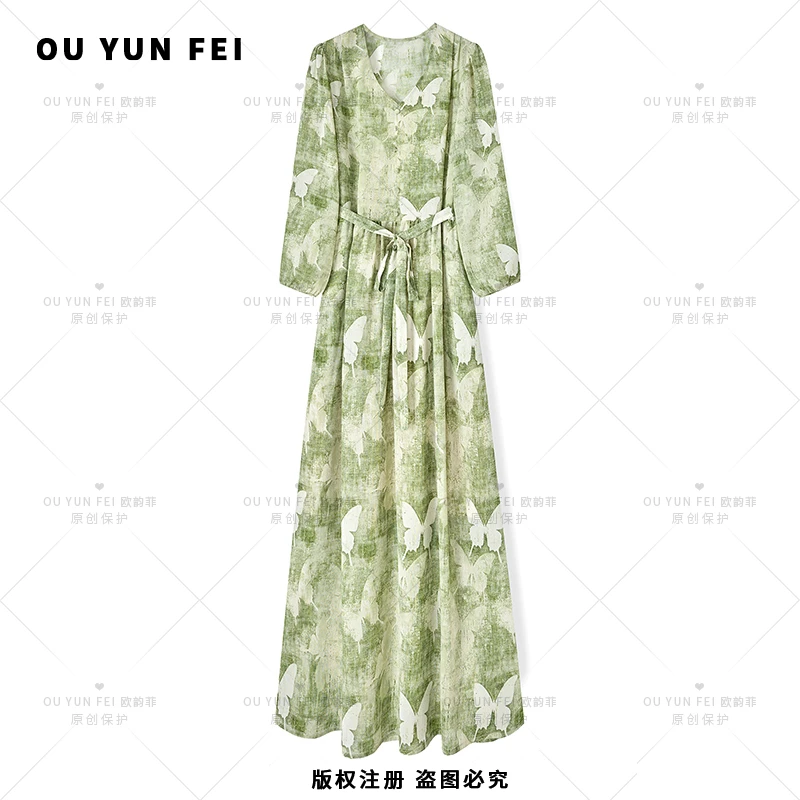 女装连衣裙高级显瘦秋季气质时尚碎花长裙轻奢长裙F1790