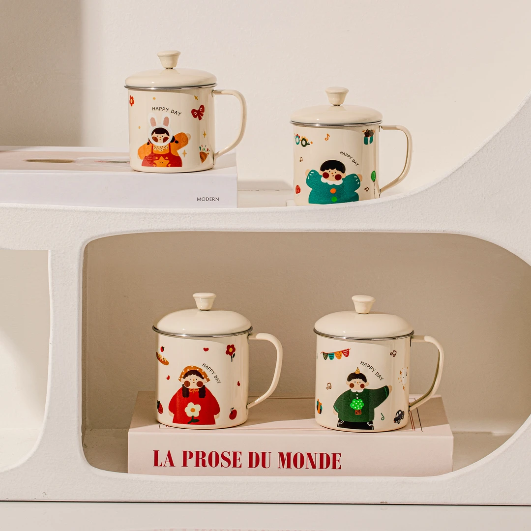 【米屋专属】316L不锈钢儿童水杯马克杯子盖子牛奶杯口杯咖啡杯