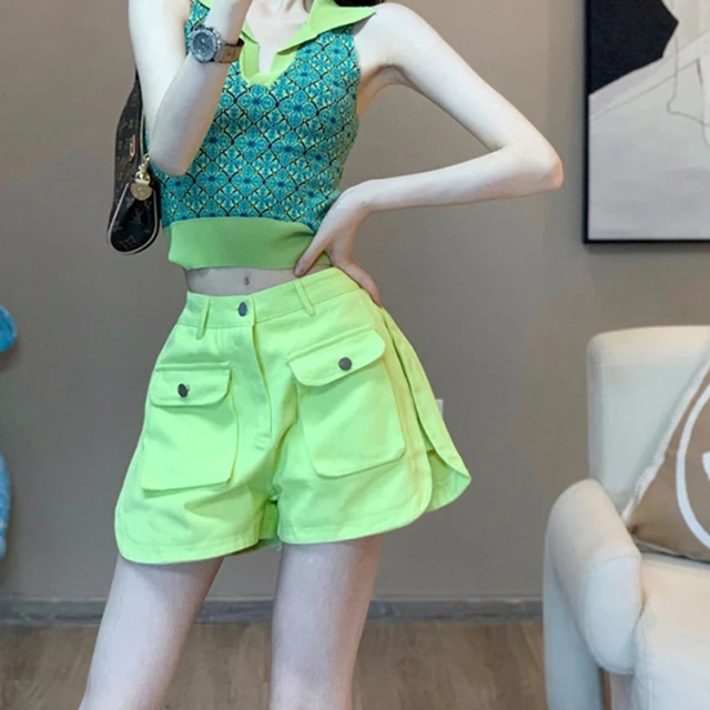 时尚小众设计师针织背心搭配时髦工装短裤JYFM2304 184502