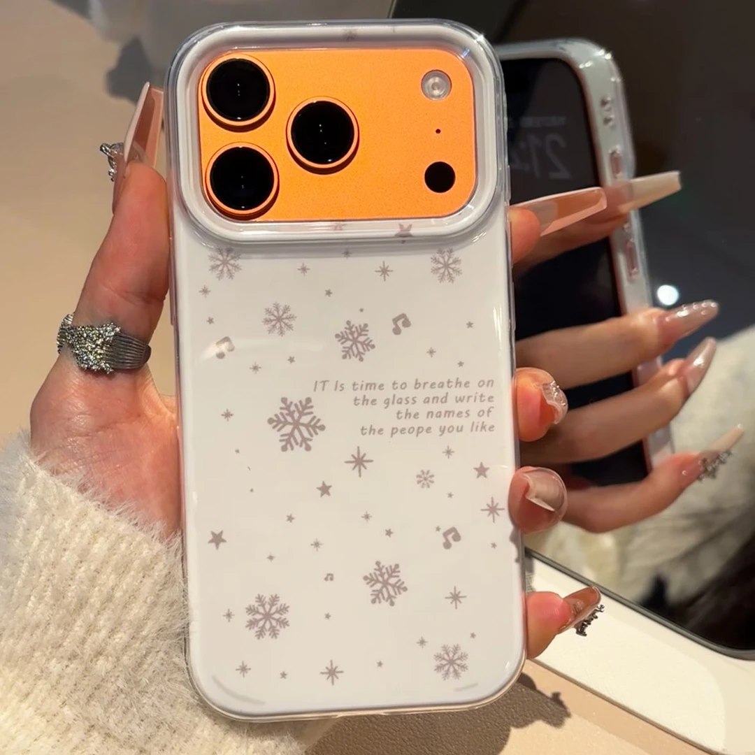创意满屏冬日雪花适用苹果17/16pro果冻二合一手机壳iPhone15/14