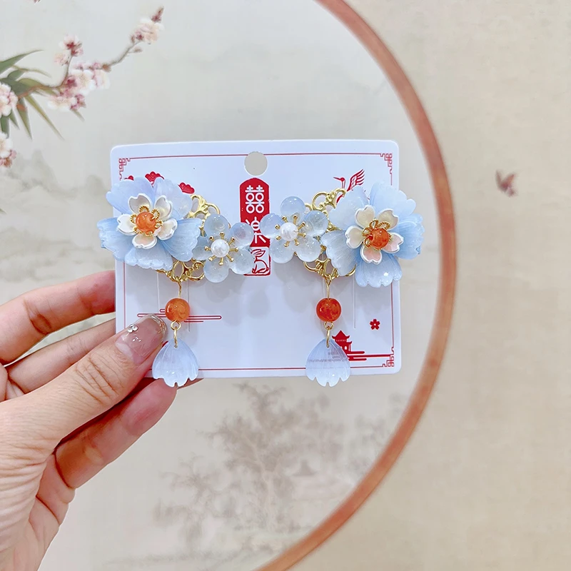 GF495 儿童美人鱼发饰额头链小公主流苏发卡头饰女童贝壳耳挂耳环