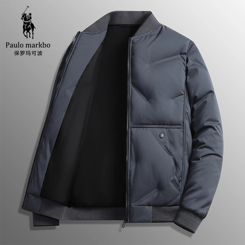 保罗秋冬爆款保暖棉衣男士加厚防风抗寒棒球领轻薄休闲男士外套