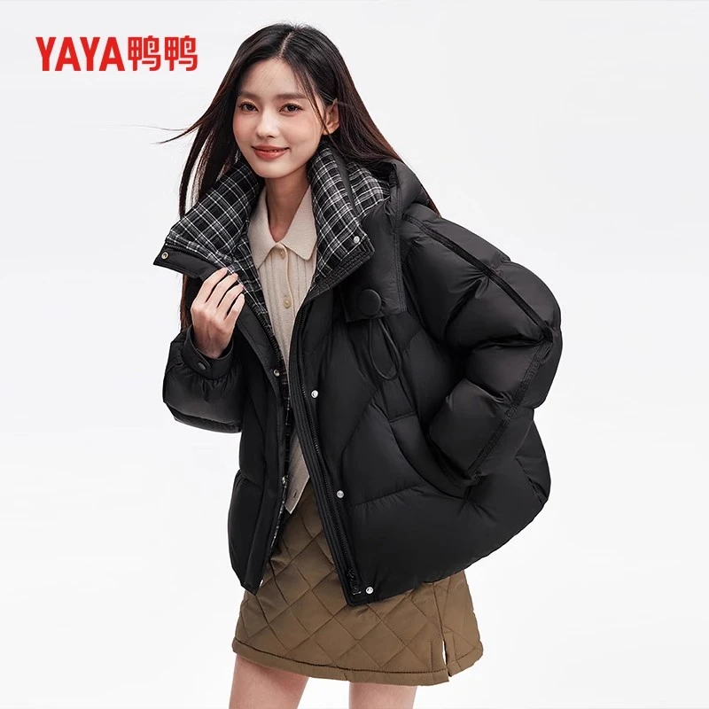 YAYA/鸭鸭羽绒服女款25冬季新品时尚休闲简约百搭连帽保暖厚外套