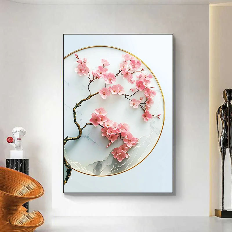 【梅花】砂岩肌理沙发背景墙客厅简约抽象装饰挂画