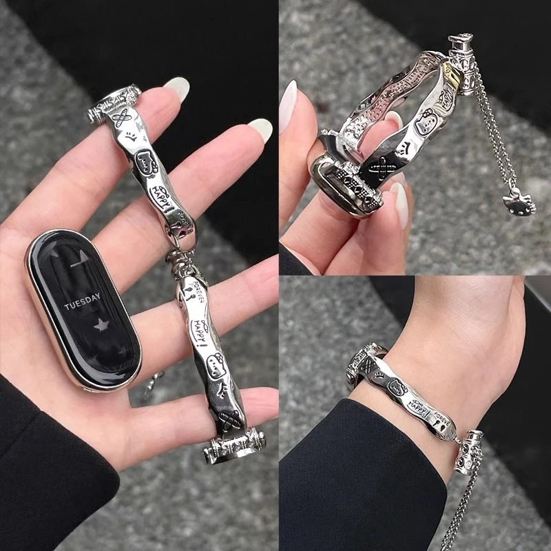 适用小米手环9新款卡通手镯表带8可爱高级金属智能手环创意替换带