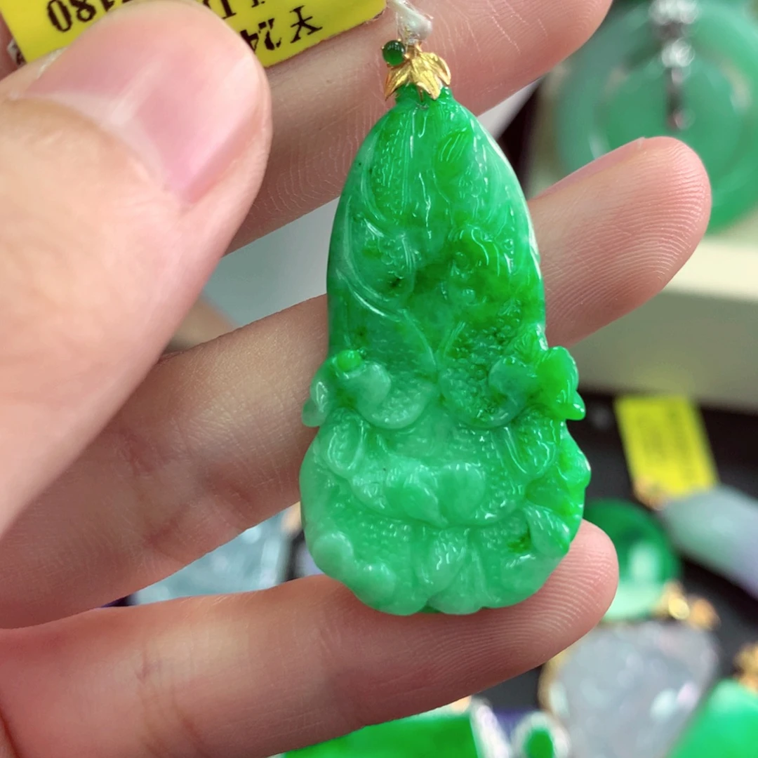 翡翠18K金镶嵌吊坠(不含链)