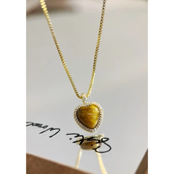 铜合金项链 镀K金 美拉德爱心 轻奢双层可拆卸项链Y167