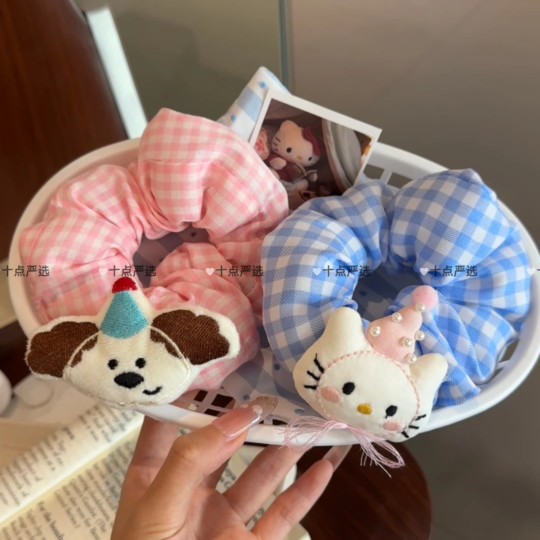 生日帽小狗猫咪玩偶发圈充棉大肠圈发绳丸子头马尾皮筋发圈