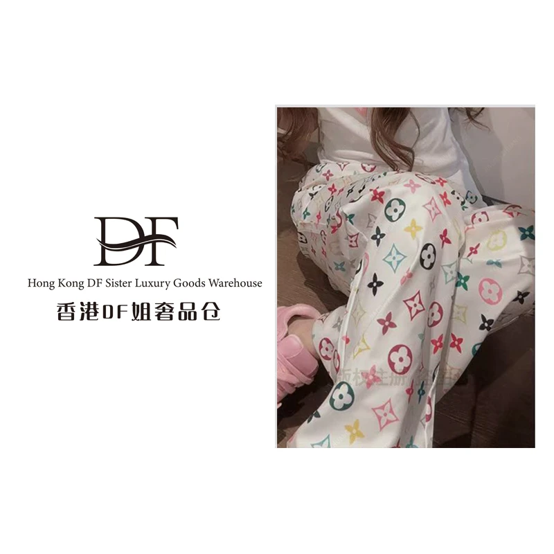 新款 夏季 女士 印花 直筒 气质休闲裤-8720