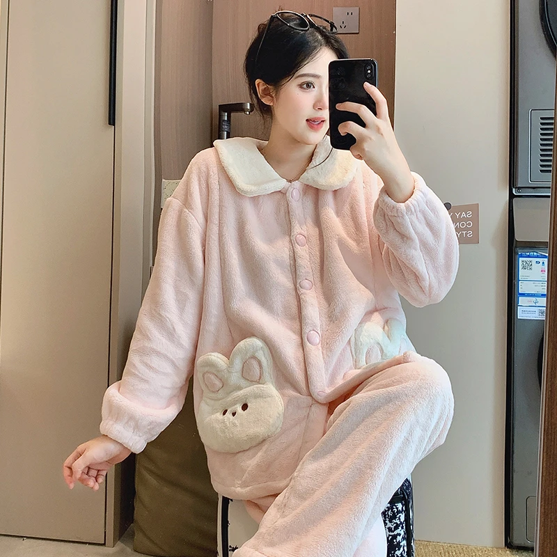 加绒加厚款月子服产后秋冬季保暖产妇孕妇睡衣女哺乳装怀孕期冬天