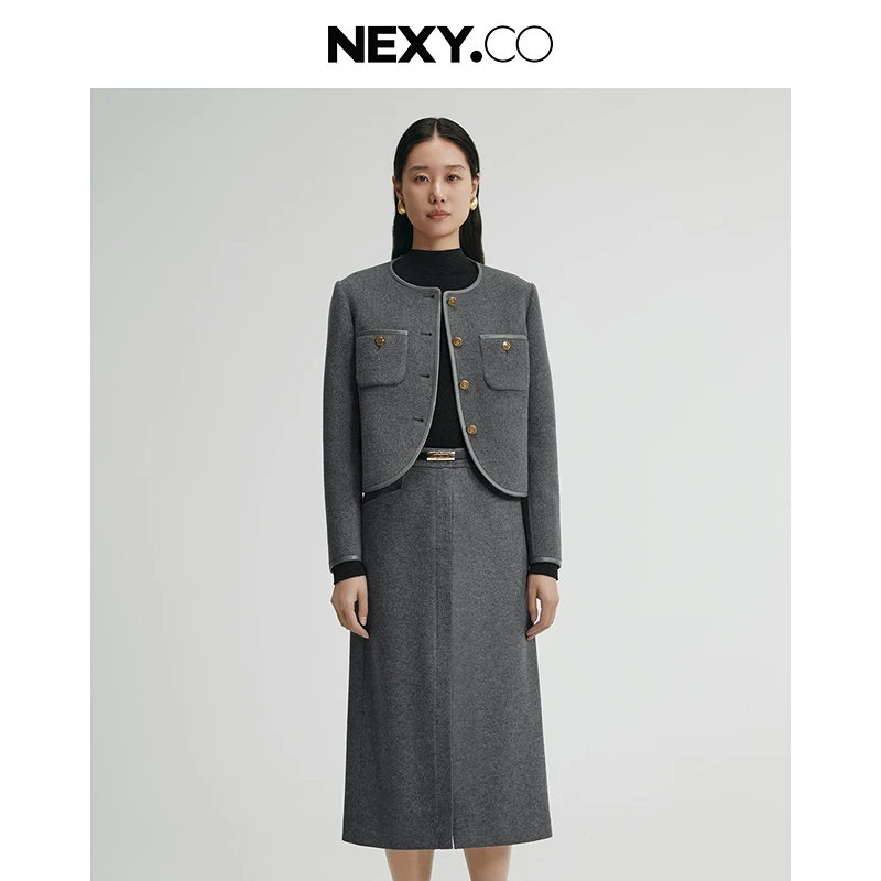 NEXY.CO/奈蔻小香风气质长袖针织2025时尚外套XL00877C4