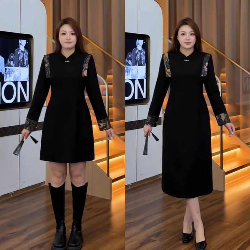 WPX25A0222花菜微胖定制~【东方艺术】气质复古时尚国风新中式裙