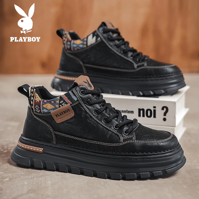 PLAYBOY/花花公子男鞋秋季新款时尚百搭软底小白鞋男运动休闲板鞋