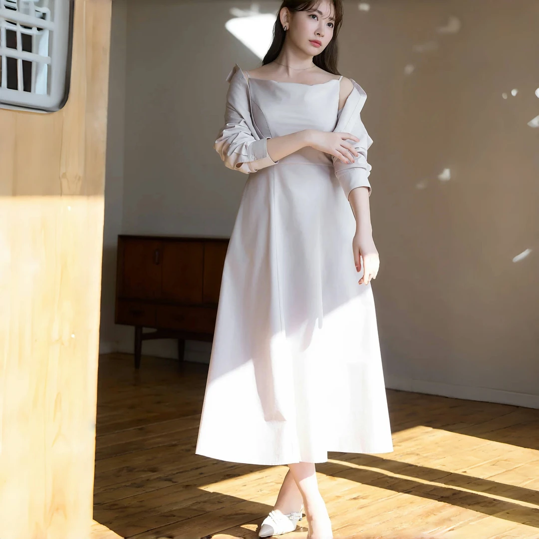 【双11狂欢】Her lip to褶皱衬衫连衣裙套装【日本直邮不退换】