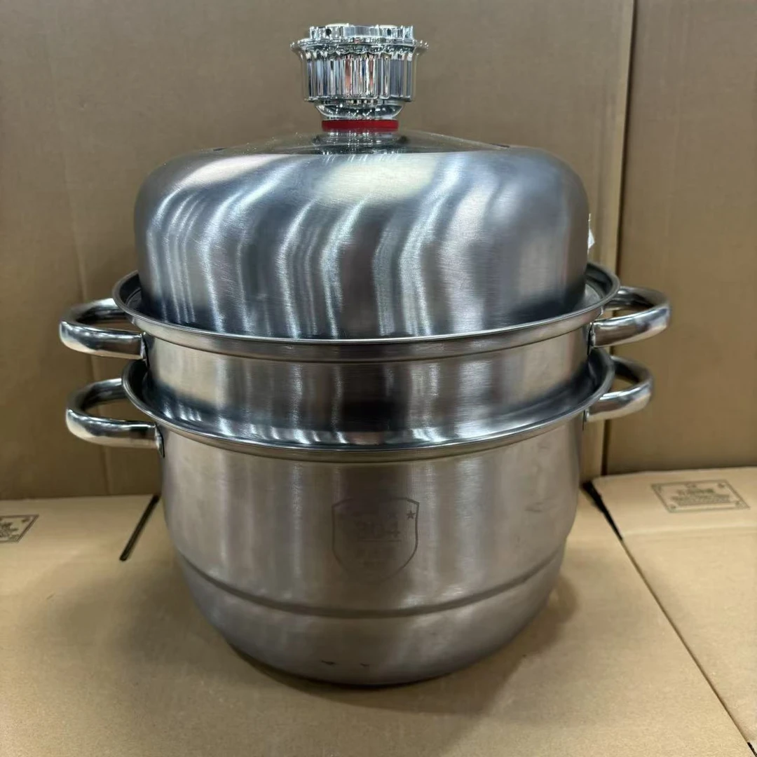 计时蒸锅304不锈钢家用三层双层蒸馒头蒸鱼多用途