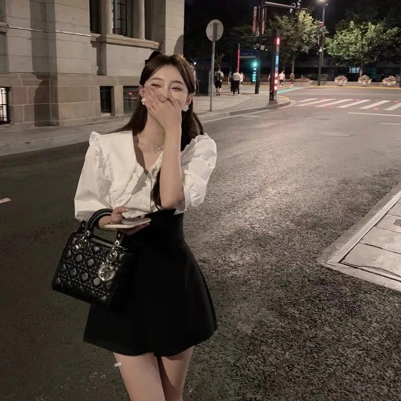 百搭中性风短裤 显瘦小个子高腰夏季黑色不规则小众