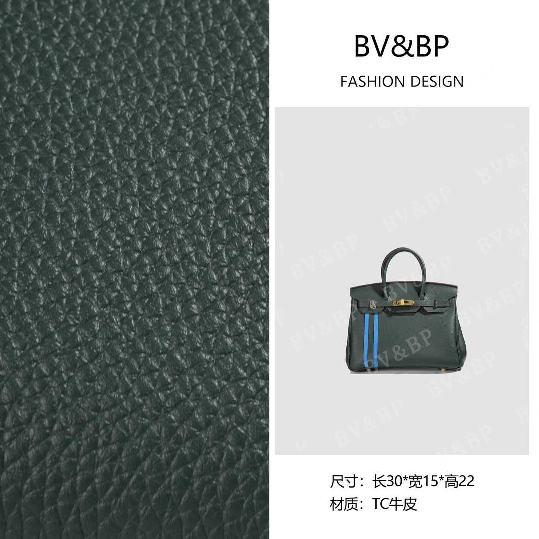 BV&BP· 原创设计 真皮高定手提单肩包 BV30-金扣-松柏绿拼水妖蓝