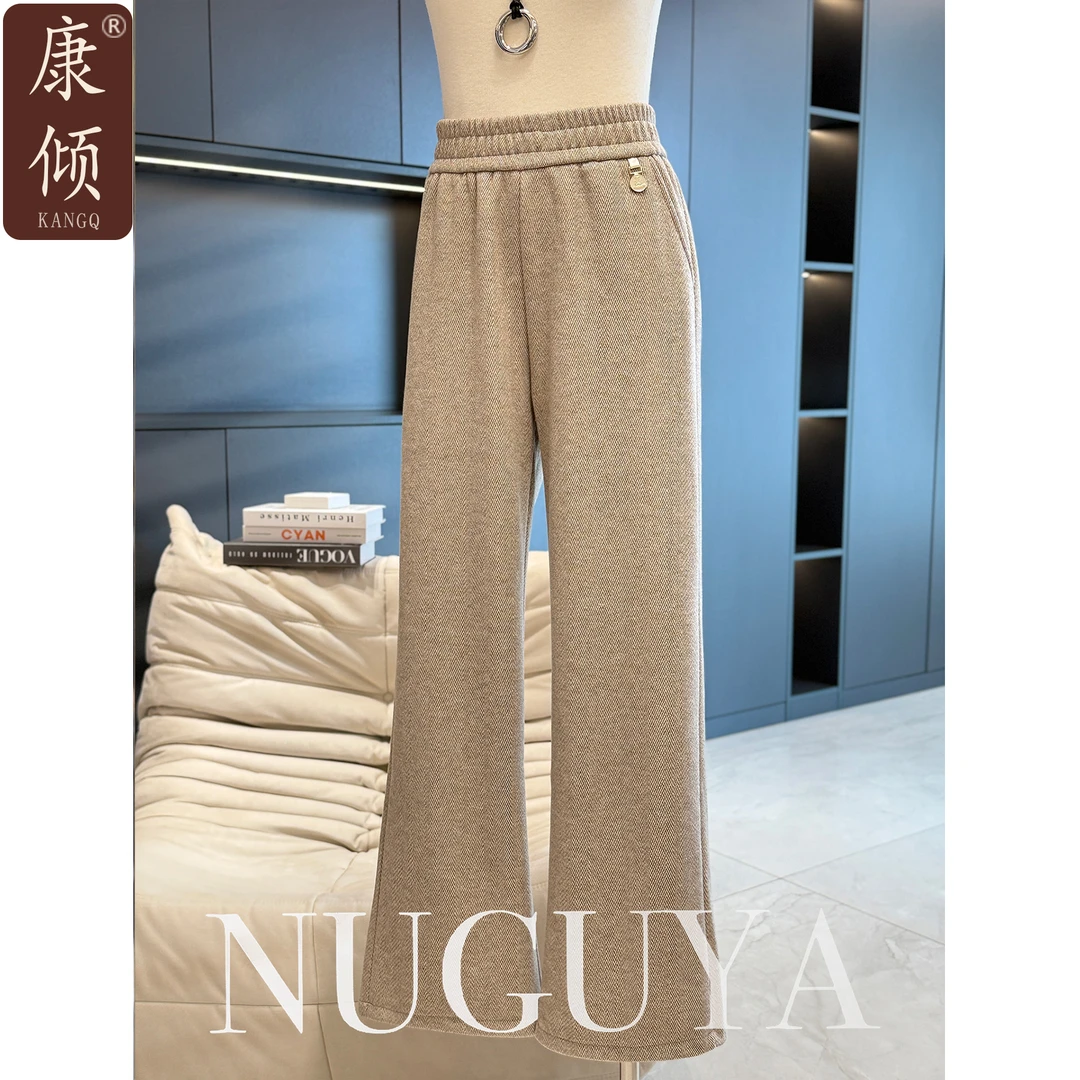 妈妈装秋冬直筒裤洋气新款宽松中老年人女奶奶加绒松紧腰休闲裤子