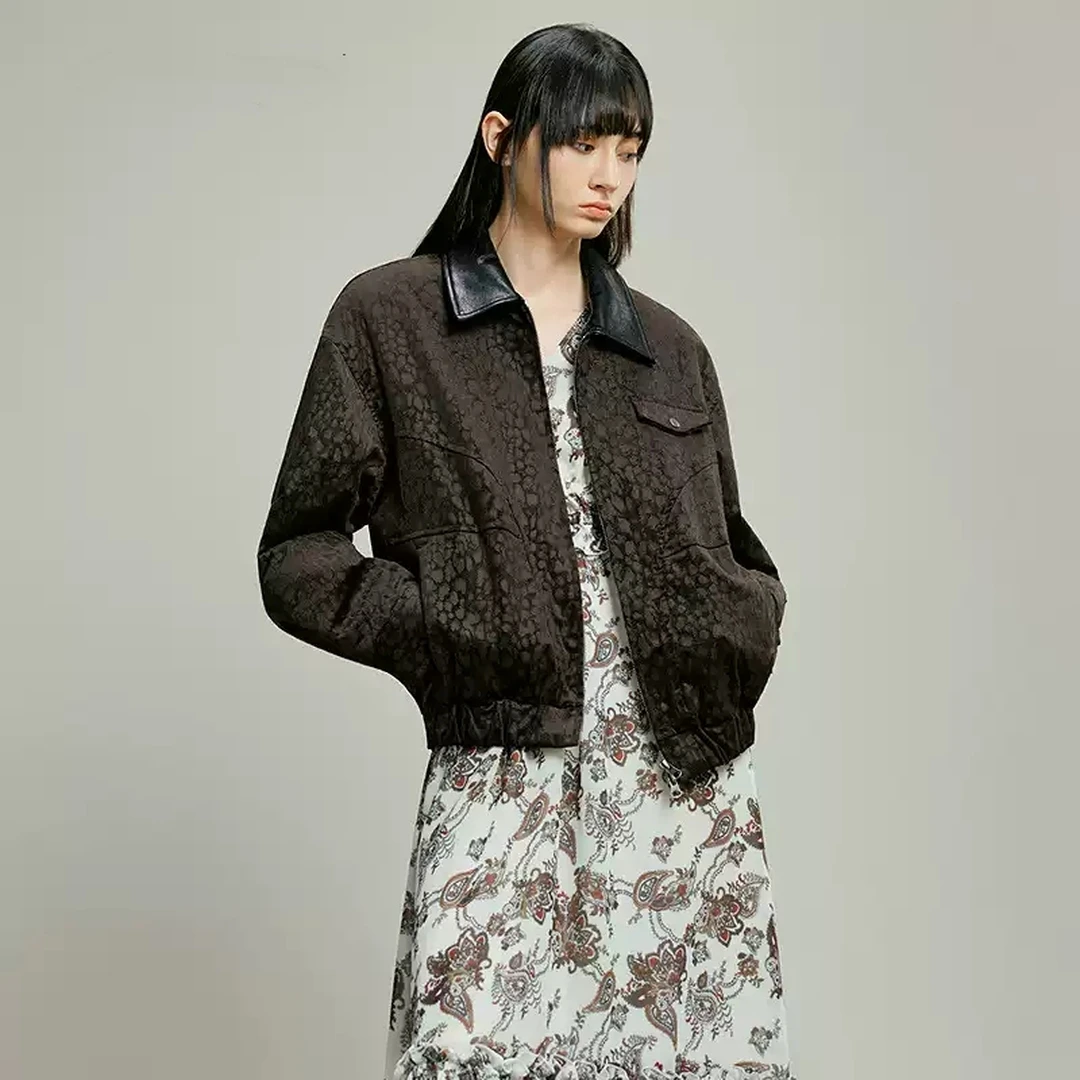 【Montendre】秋冬新款 M 潮流复古风设计感撞色翻领短款夹克外套女