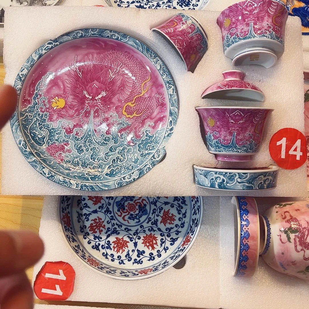 孙***馨胭脂红龙五件套览源堂