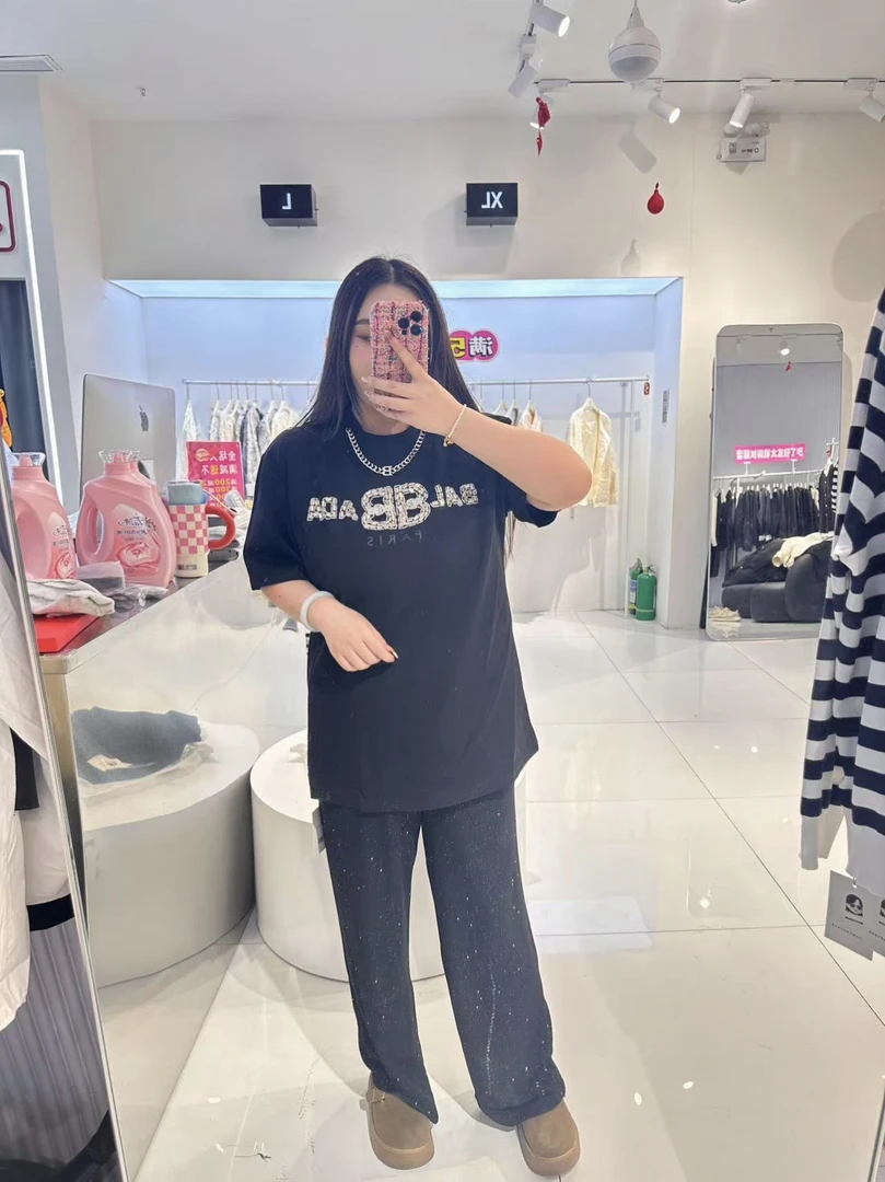 字母B宽松版短袖6597【90-150斤】