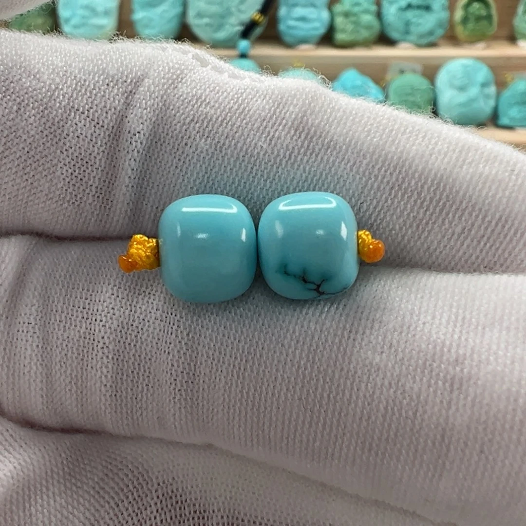 未镶嵌绿松石老型对珠9x8mm