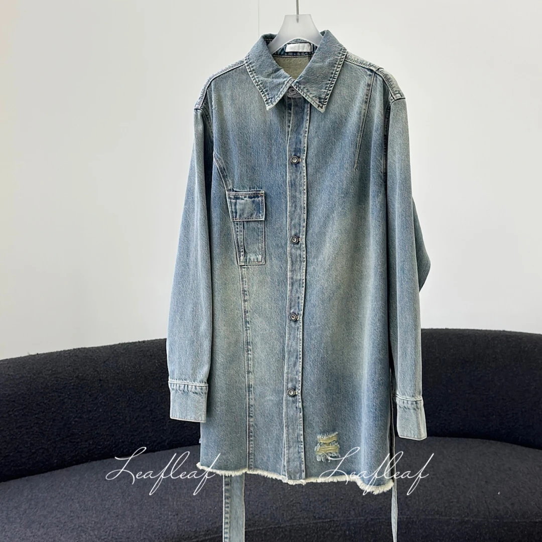 SENSEAWEEK 水洗复古宽松牛仔衬衫裙 | LEAFLEAF设计师品牌