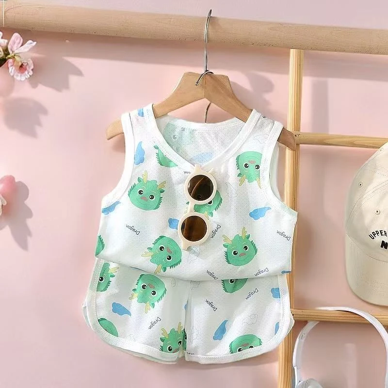 夏季背心冰丝套装