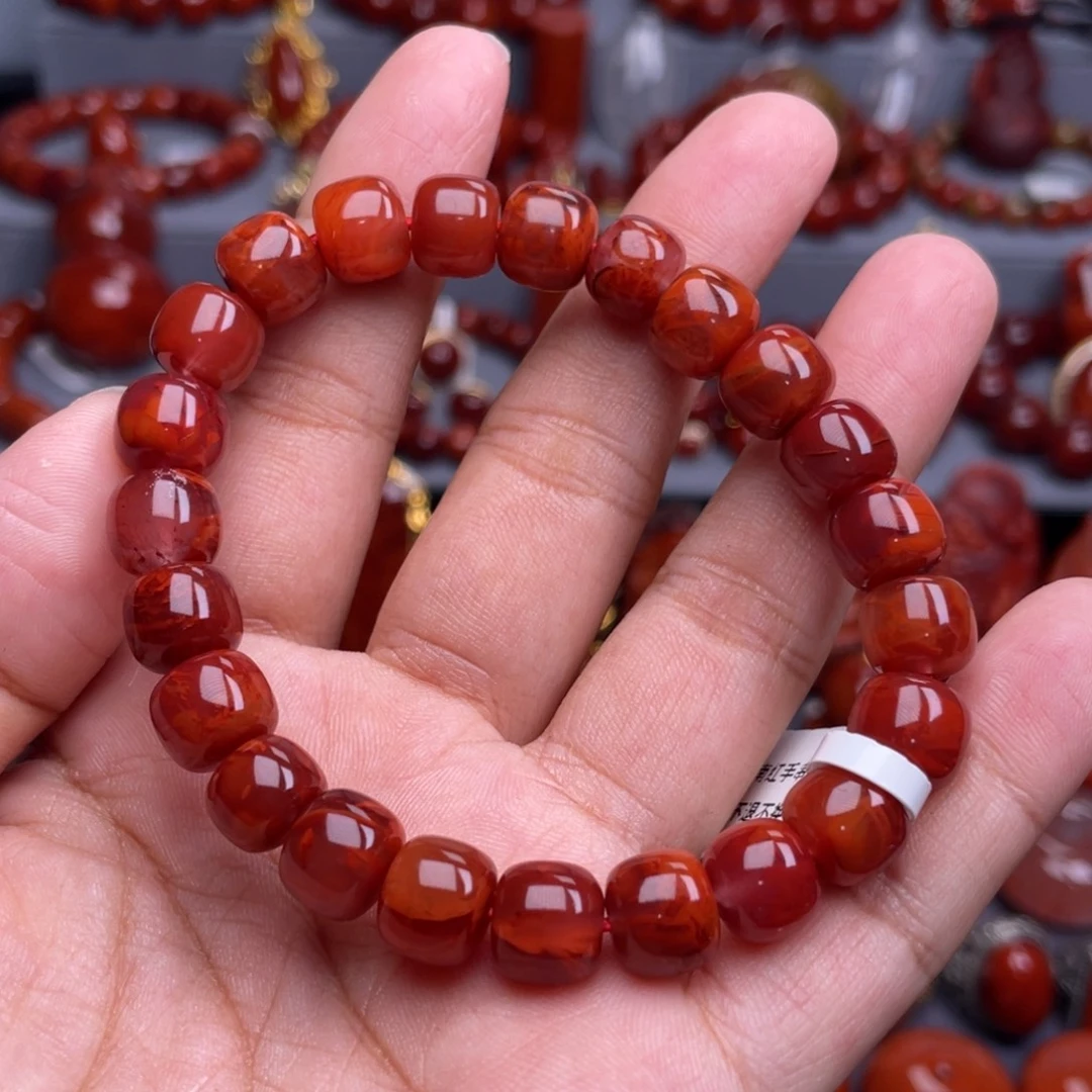 南红玛瑙未镶嵌珠宝奇石单圈9.5mm