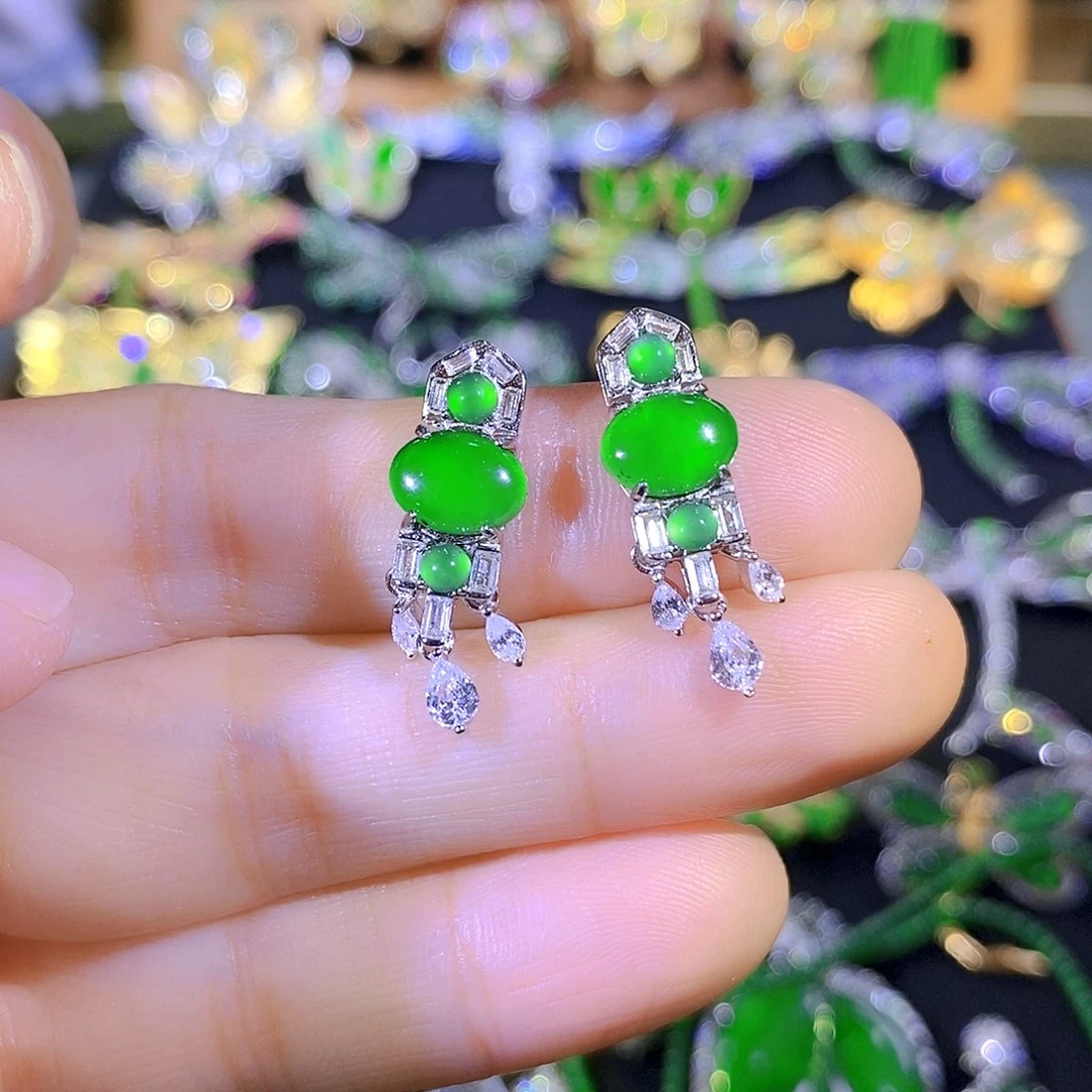 吊坠(不含链)银S925镶嵌翡翠