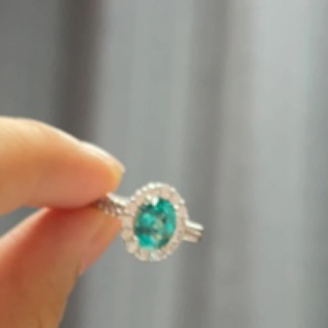 铜合金亚克力戒指 21856 双圈非石单颗蛋面伊巴戒指 银色底