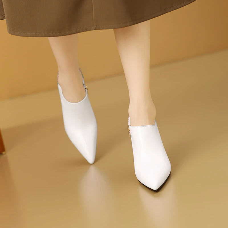 牛皮+蛇皮8.5cm尖头优雅时尚日常女鞋舒深口适透气单鞋CX7289-2