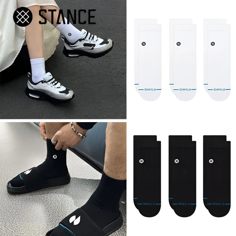 STANCE经典ICON款356短筒休闲男袜子纯色运动女袜透气跑步三双装