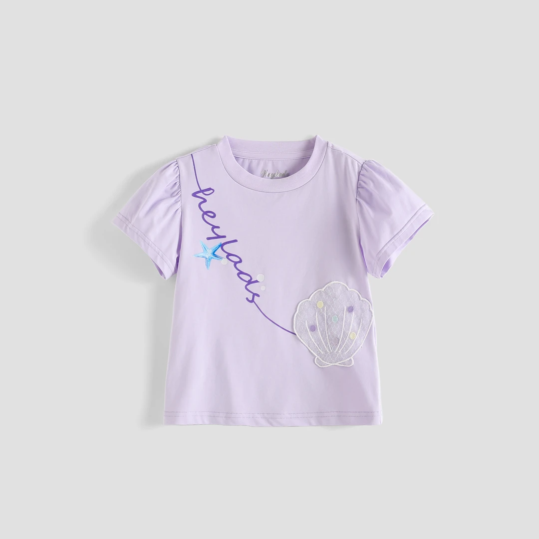 男生女生女小童清新柔和透气排汗短袖T恤NJTCJ24713*