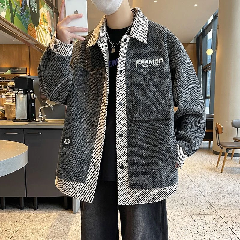 翻领夹克2025秋冬季百搭新款男童青少年男士潮流痞帅休闲外套上衣