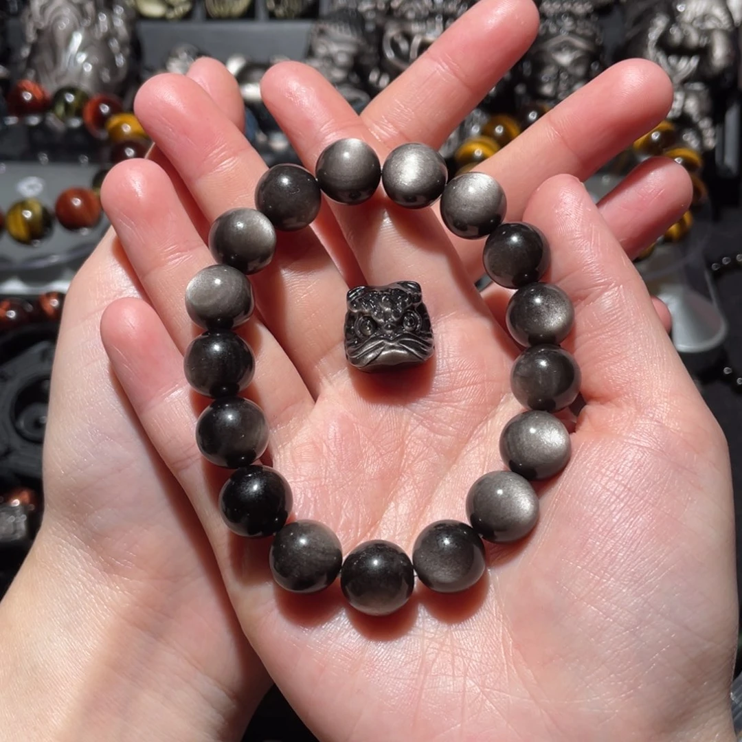 黑曜岩手串未镶嵌S**_
