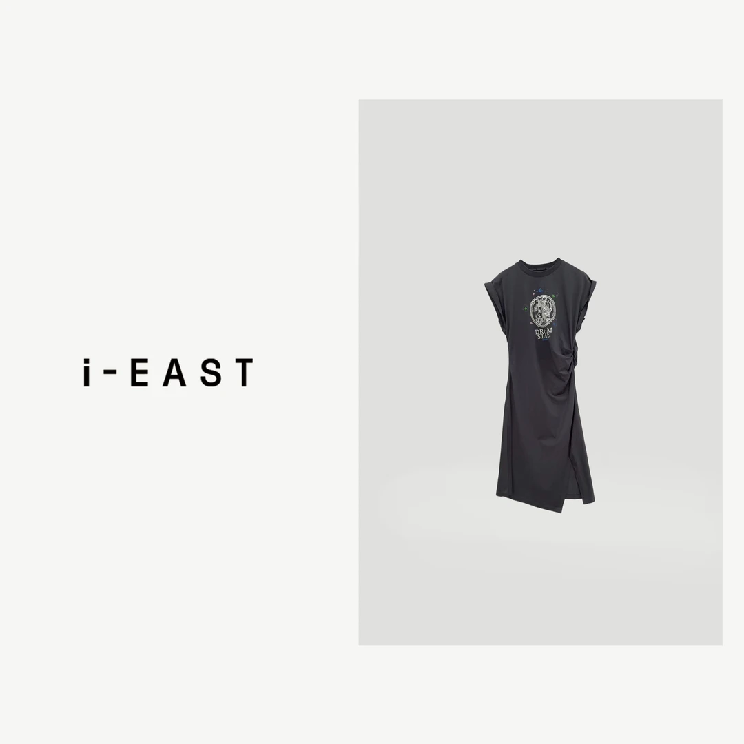 i-EAST 美式辣妹~ 时尚休闲侧边扭结连衣裙-4X Q32884