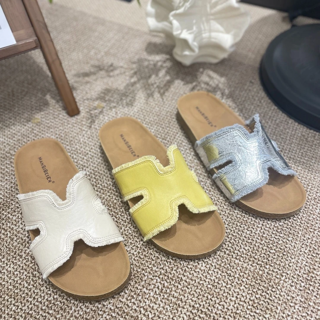 法式露趾软底一字拖鞋女2025年夏季新款休闲轻便平底凉拖7133