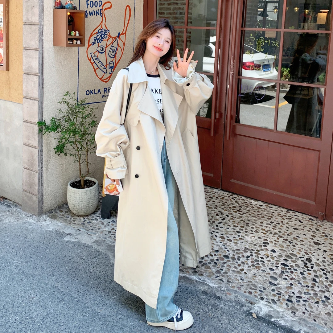 氛围感风衣外套女2025春秋季新款韩系高级感慵懒松弛感中长款大衣