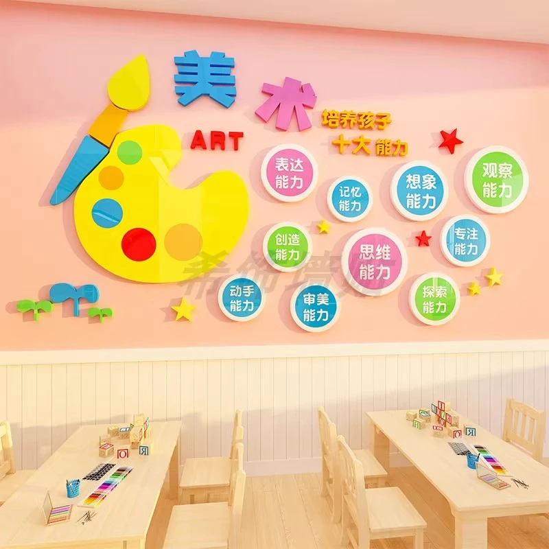 画室展布置美术室培训机构教室幼儿园墙面装饰文化环创氛围文化墙