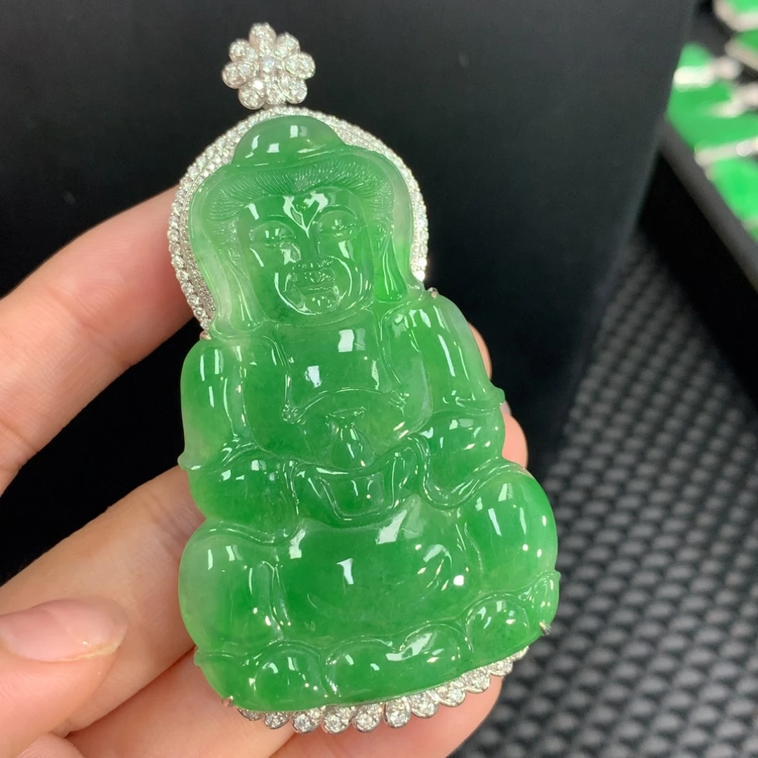 吊坠(不含链)18K金镶嵌翡翠翡翠